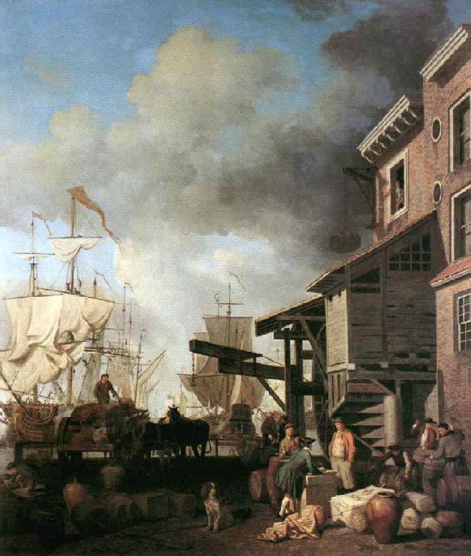 SCOTT, Samuel A Thames Wharf ef France oil painting art